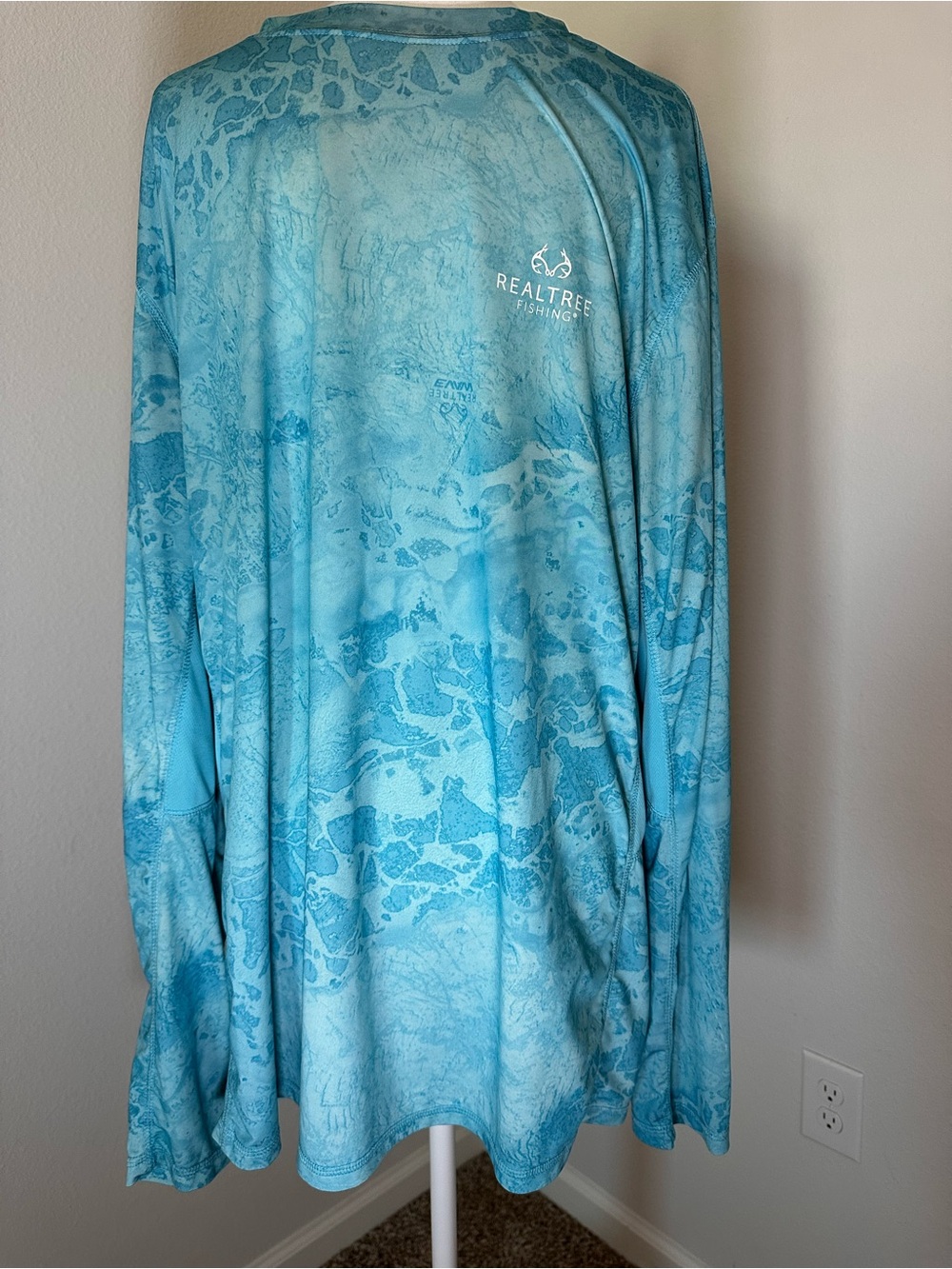 Men’s Long Sleeve Real Tree Swim Shirt - Aqua Blue